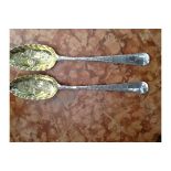 PAIR GEORGIAN SILVER BERRY SPOONS 1778