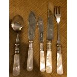 MATCHED SET 19th CENTURY MOTHER OF PEARL CUTLERY