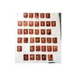 STAMPS - ALBUM PAGE OF 35 PENNY REDS