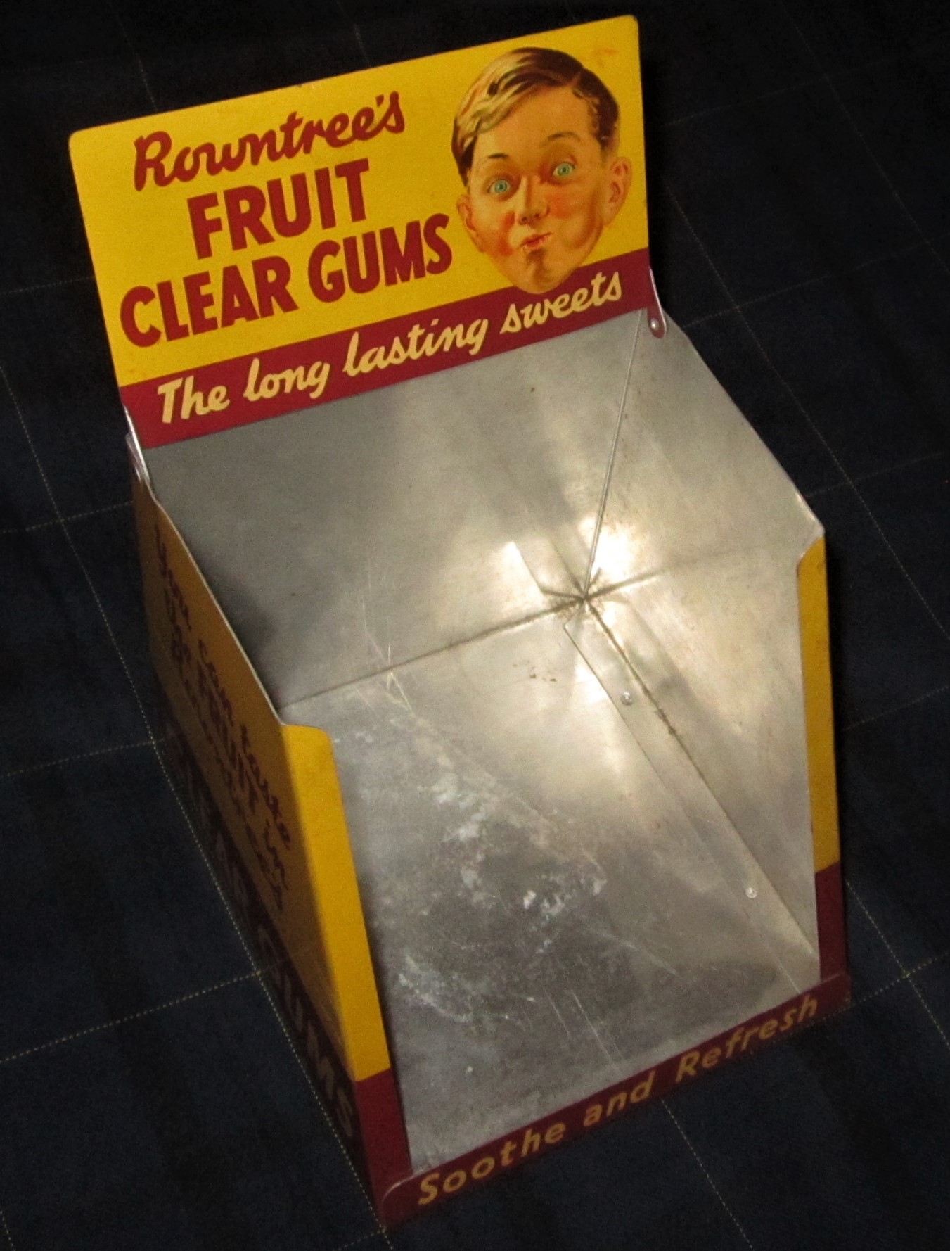 ORIGINAL VINTAGE ROWNTREE'S FRUIT CLEAR GUMS TIN DISPLAY