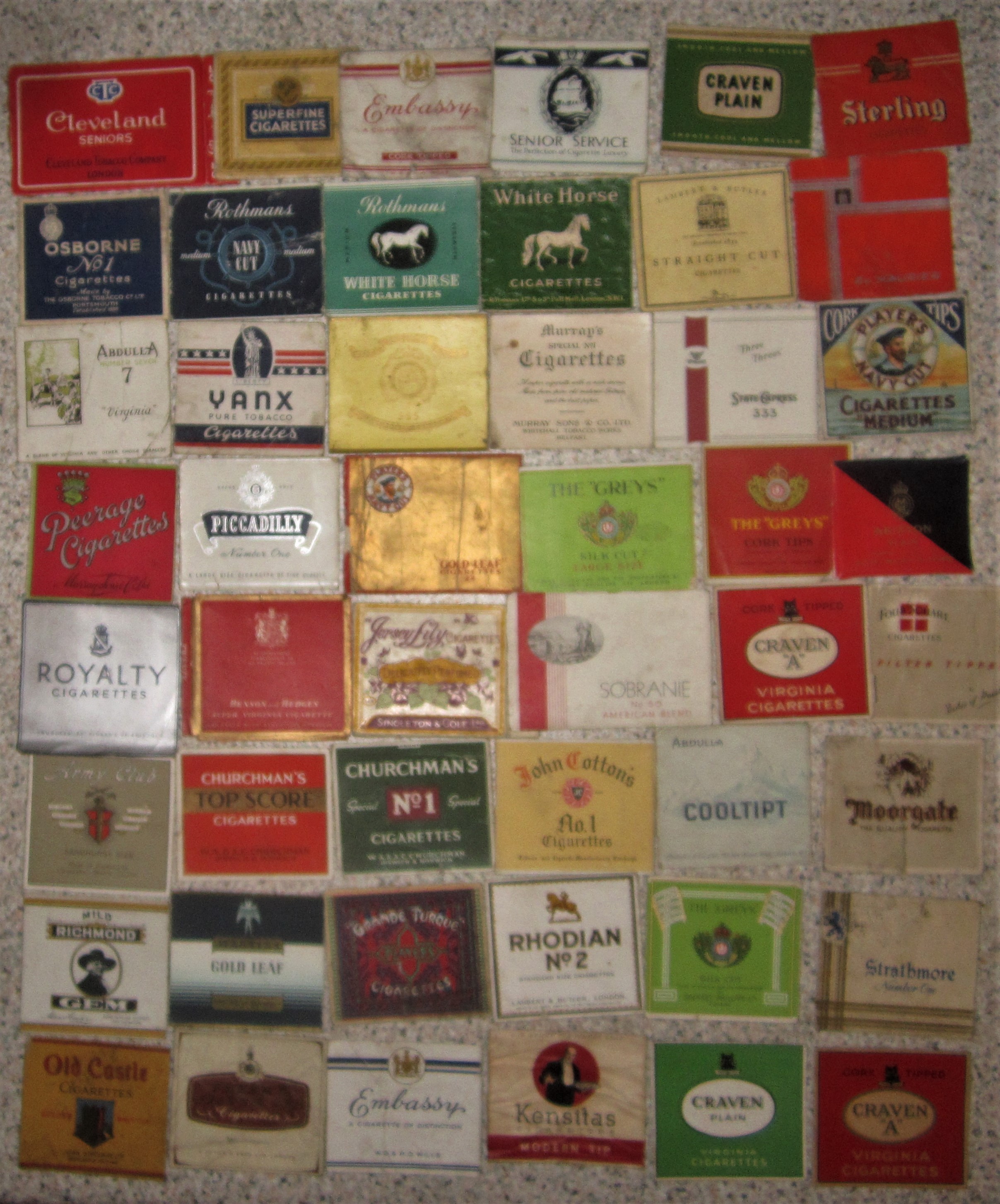 SMOKING - 48 VINTAGE CIGARETTE BOX FRONTS