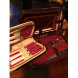 2 X 20th CENTURY MANICURE SETS IN LEATHER CASES