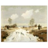 Funke, Bernd. 1902 Essen - 1988 Heide. Winterlandschaft. Öl/Hartfaser, u. re. sign. BerndFunke, 40,5