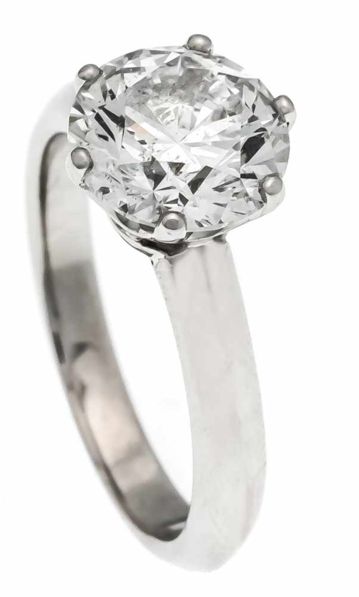 Brillant-Ring Platin 950/000 mit einem Brillanten 2,23 ct H/SI2, RG 49, 5,5 gmit IGI-Expertise 2011