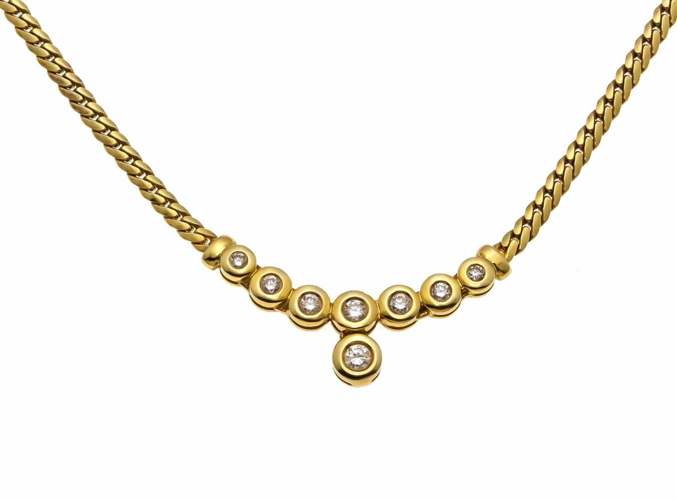 Brillant-Collier GG 585/000 mit 8 Brillanten, zus. 0,35 ct feinesWeiß-Weiß (G-H)/VVS-VS,mit