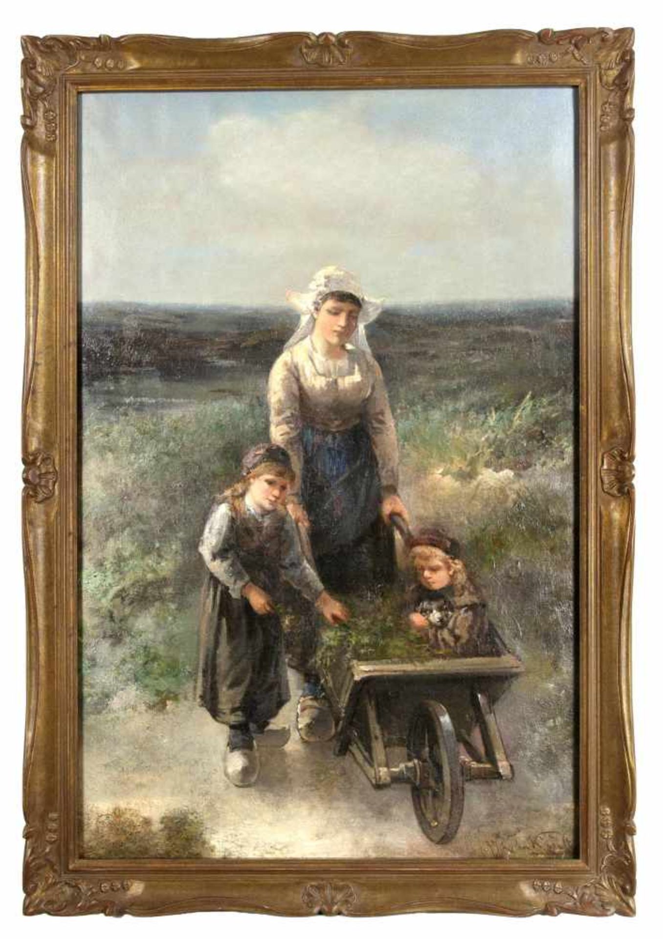 Ten Kate, Johannes Marius. 1859 Amsterdam - 1896 Den Haag. Mutter mit Kindern. Öl/Lwd., u.re. sign.,