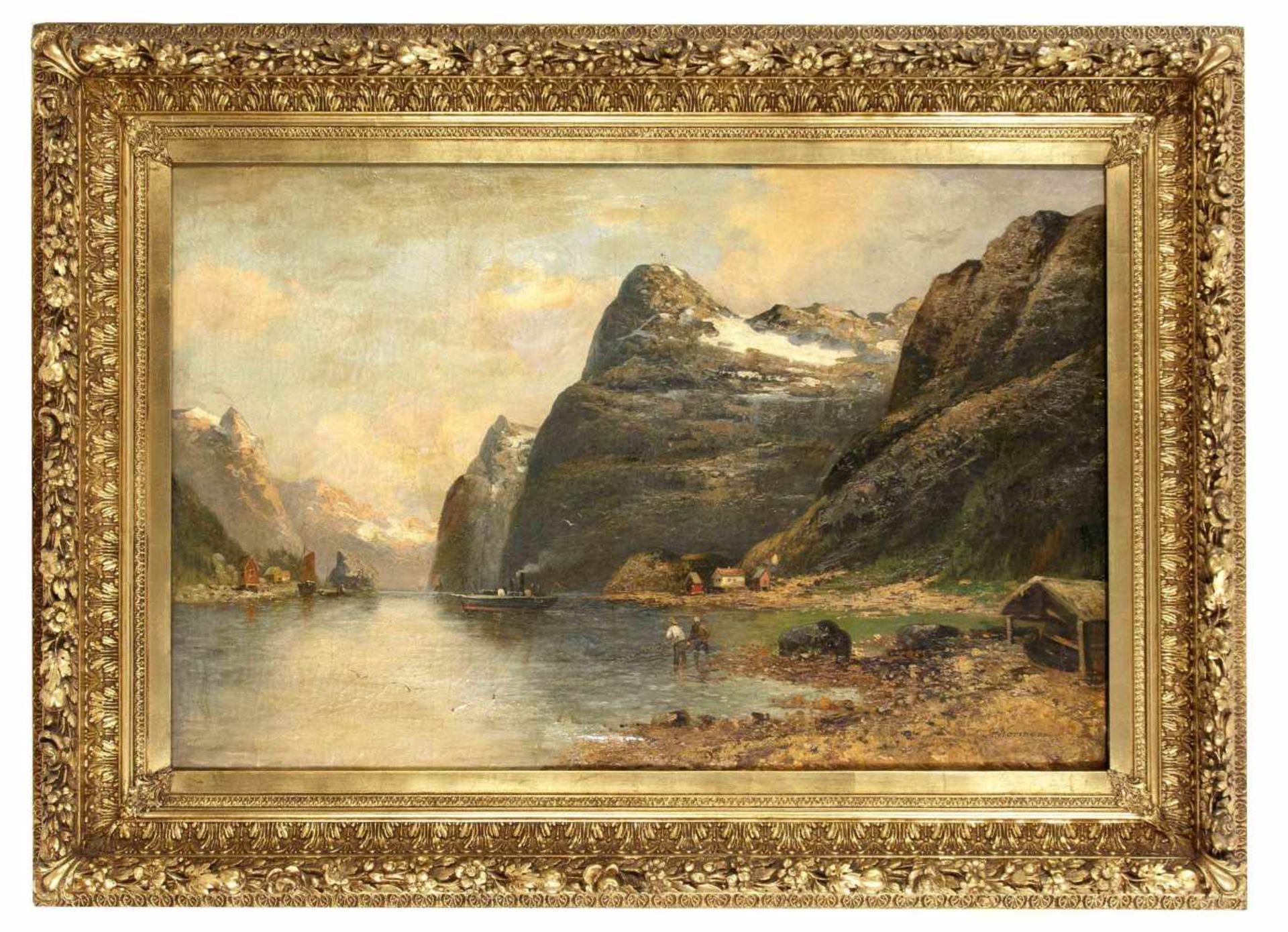 Normann, Adelsteen. 1848 Bodö - 1918 Kristiania. Fjordlandschaft. Öl/Lwd., u. re. sign. A.Normann,