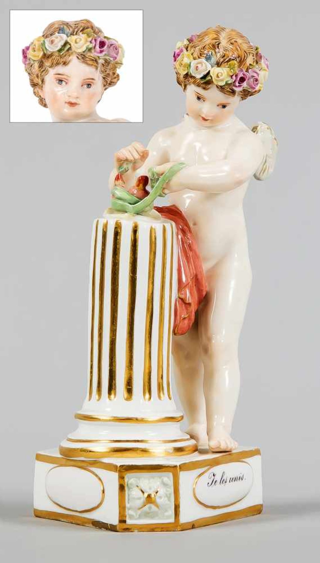 Devisenkind "Je les unis". Meissen, 1. Wahl. Ausformung 1860-1924. Entwurf Michael VictorAcier,