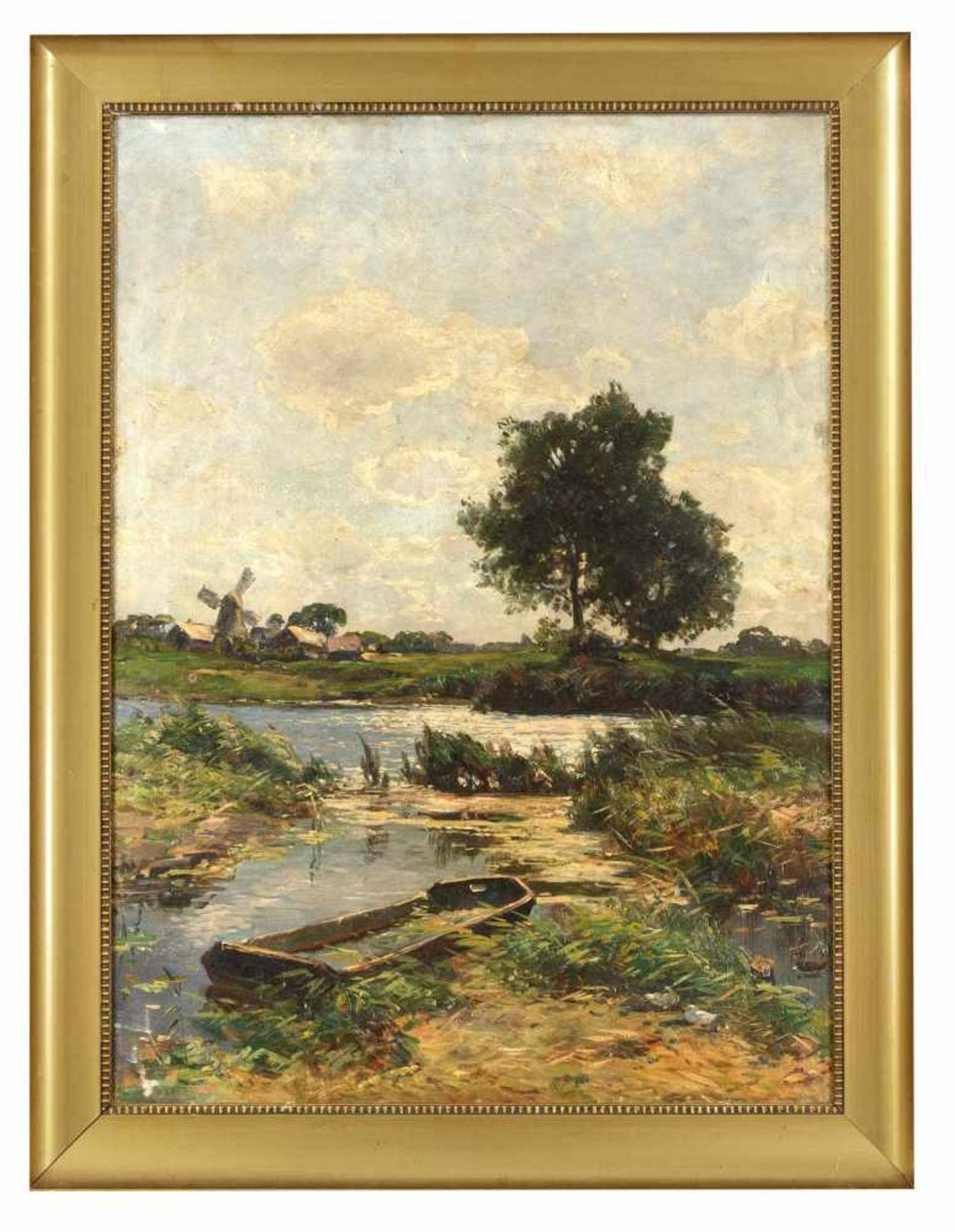 Frey, Wilhelm. 1826 Karlsruhe - 1911 Mannheim. Flusslandschaft. Öl/Lwd., unsign., 66,5 x49,5 cm, - Bild 2 aus 2