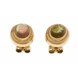 Citrin-Ohrstecker GG 585/000 mit 2 ovalen Citrincabochons 8 x 6 mm, D. 12,5 x 10,5 mm, 5,0g