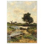 Frey, Wilhelm. 1826 Karlsruhe - 1911 Mannheim. Flusslandschaft. Öl/Lwd., unsign., 66,5 x49,5 cm,