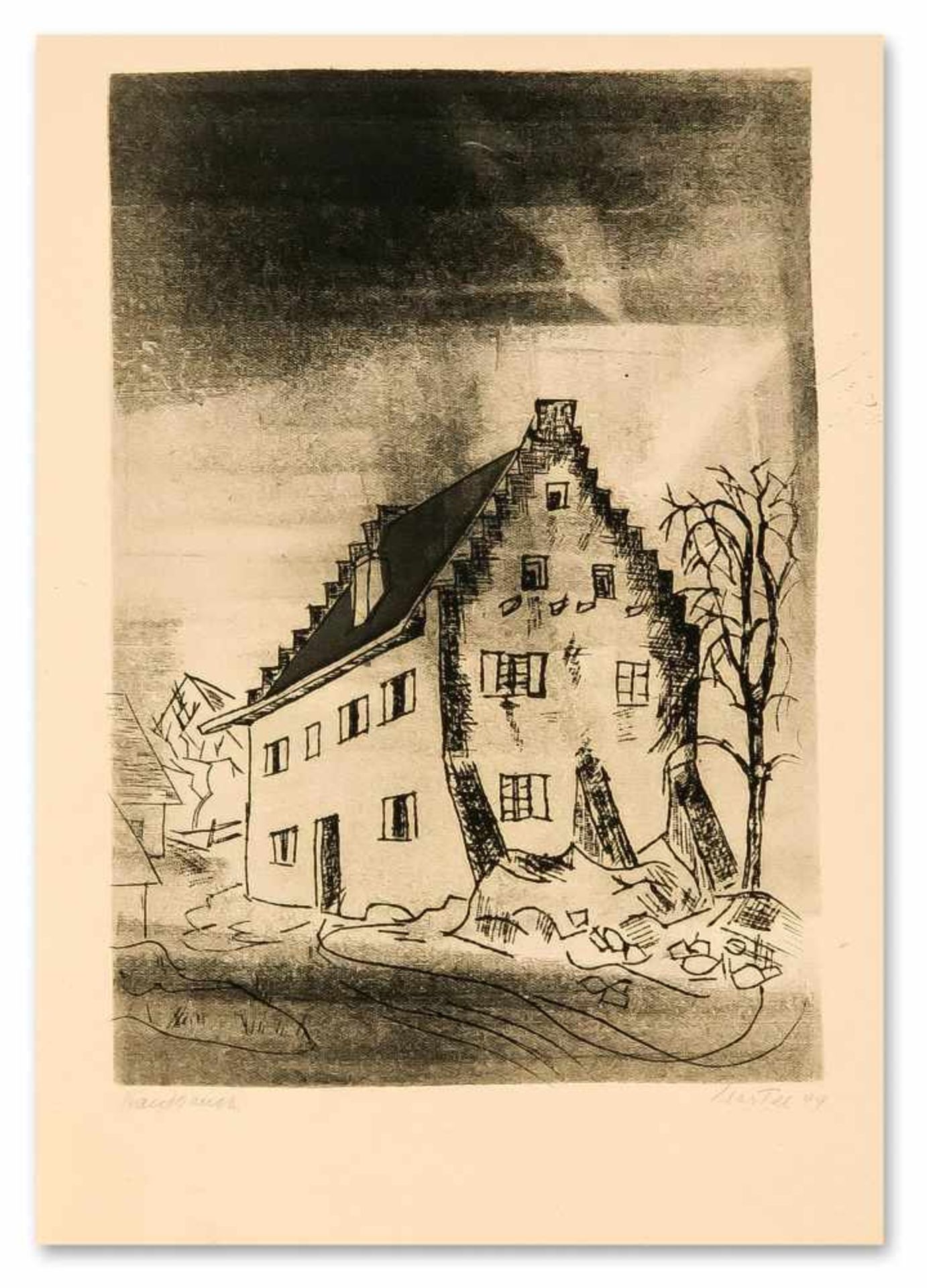 Schwichtenberg, Martel. 1896 Hannover - 1945 Sulzburg. 2 Bleisftiftzeichnungen sowie 8Handdrucke. 1) - Bild 3 aus 6