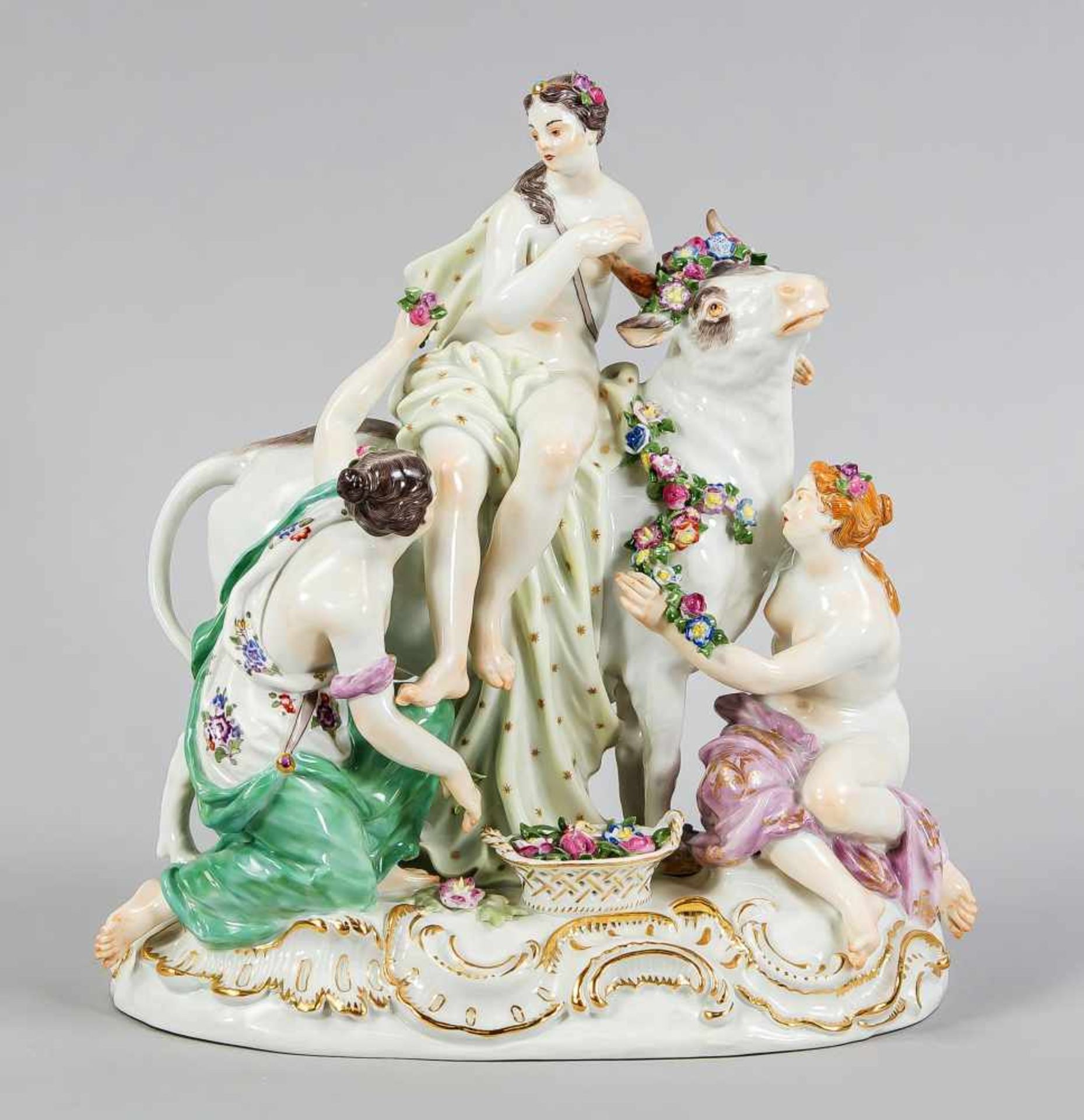 Europa auf dem Stier. Meissen, 1. Wahl. 1980er Jahre. Entwurf Johann F. Eberlein, 1748.Porzellan,