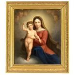 Anonymer Maler um 1800 nach Antonio Allegri da Corregio. Madonna mit Kind. Öl/Metall,unsign.,