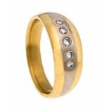 Brillant-Ring GG/WG 750/000 mit 5 Brillanten, zus. 0,18 ct W/VVS, RG 59, 10,2 g