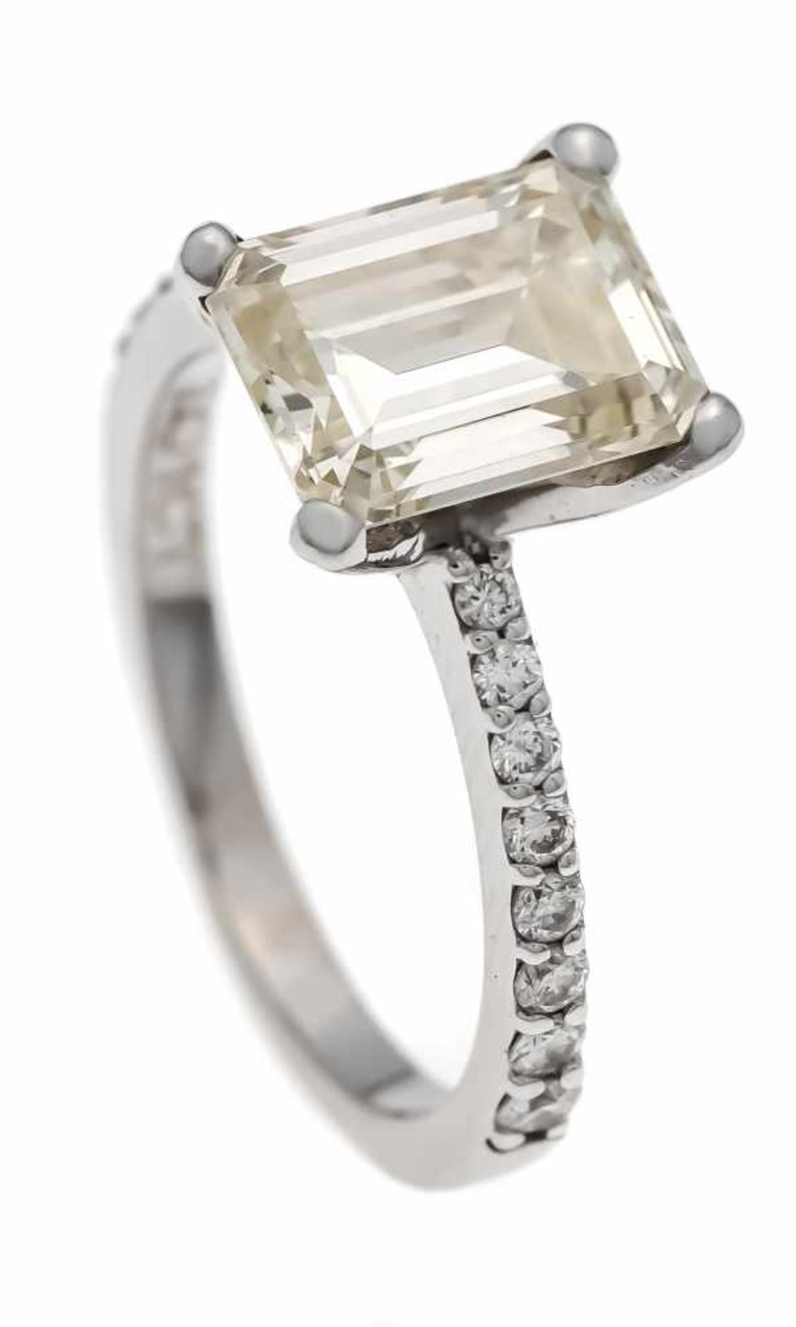 Diamant-Ring WG 750/000 mit einem im Smaragdschliff fac. Diamanten 3,01 ctget.Weiß(K)/VVS2 ( 3,01