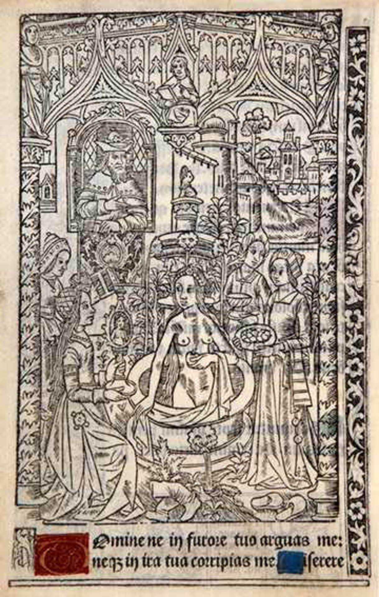 BOOK ILLUSTRATION -- HORAE BEATAE MARIAE VIRGINIS. Paris, c. 1508. 1 leaf from a book of hours,