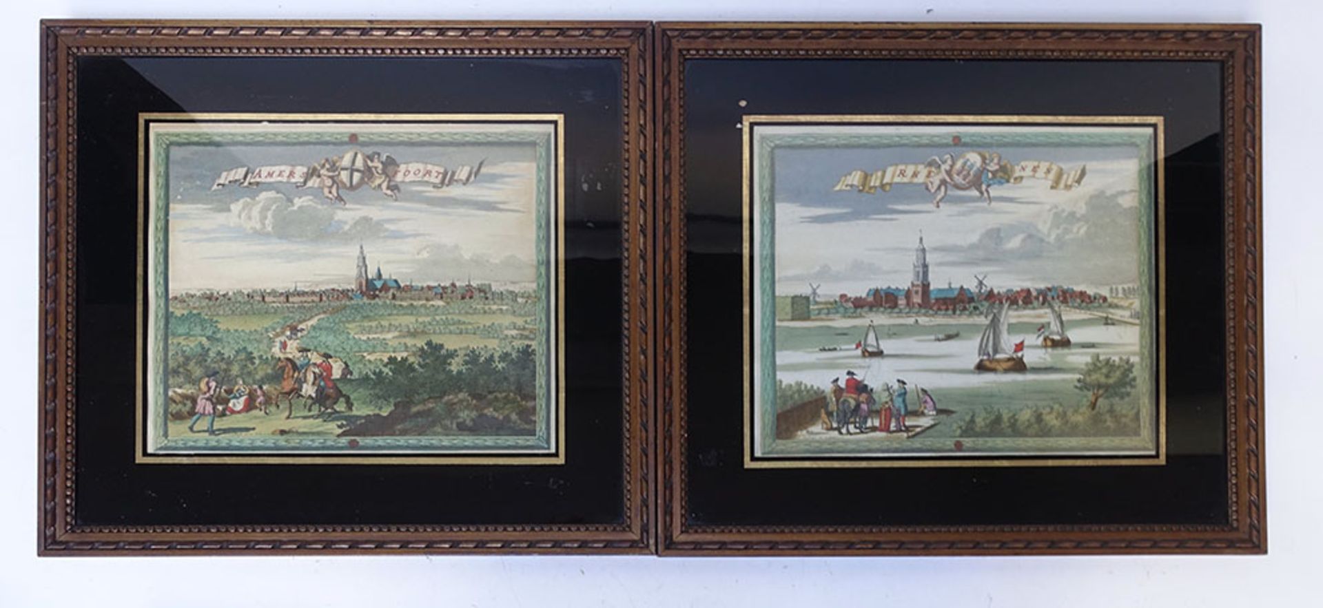 AMERSFOORT - "MONTFOORT" - "RHENEN" - "WYCK BY DUERSTEDE". - Series of 4 engraved perspective