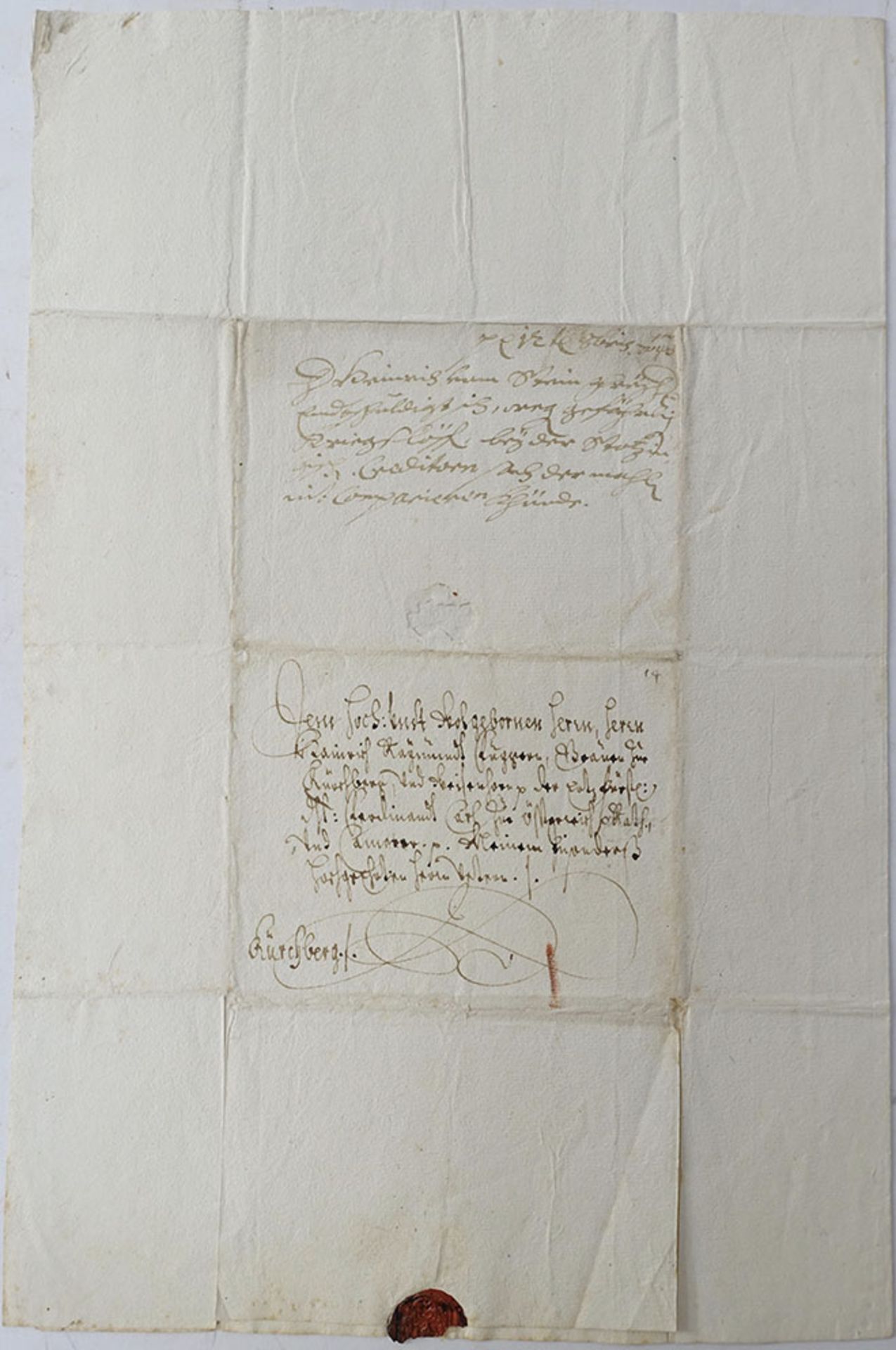 FUGGER -- STEIN, Heinrich v. Letter in German to his cousin Heinrich Raymund FUGGER (1611-1656?),