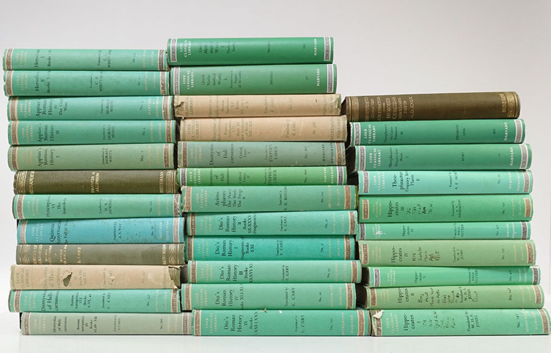 LOEB CLASSICAL LIBRARY. Greek authors. Lond., (1951-93). 34 vols. of the series. Ocl. (31) w. dust-