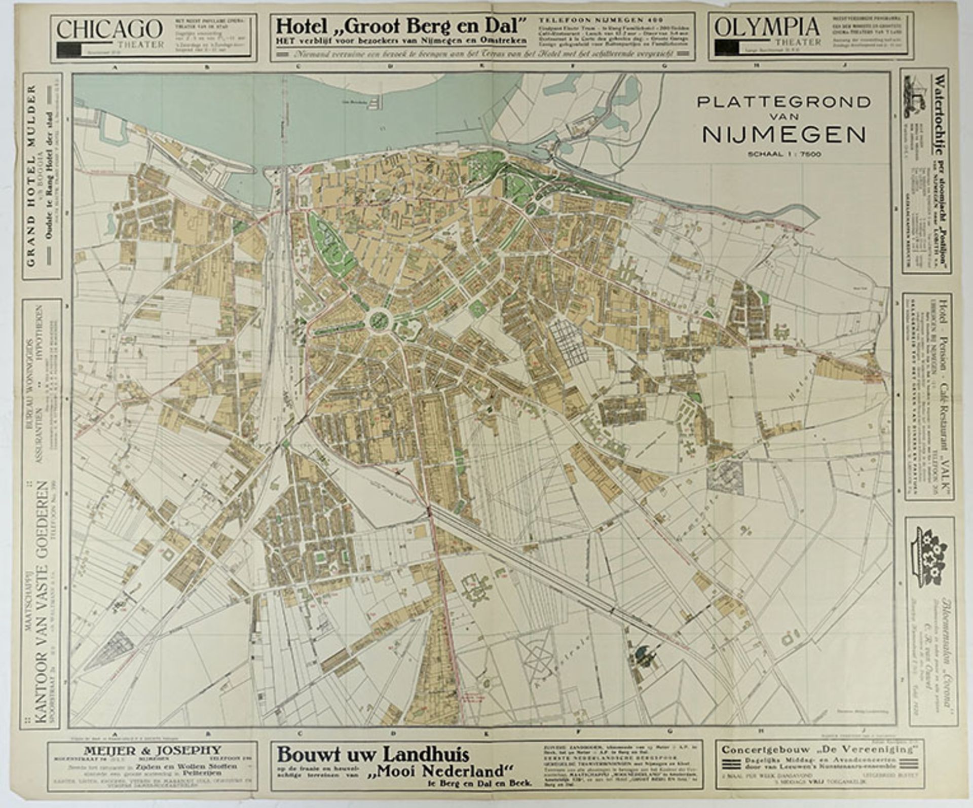 NIJMEGEN -- "PLATTE GROND VAN NIJMEGEN". Uitgave H.C.A. Thieme, 1890. Lithogr. plan of the city, - Bild 2 aus 2
