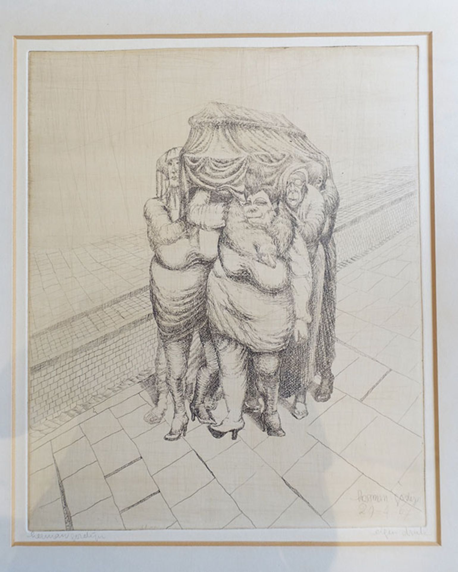 GORDIJN, Herman (1932-2017). "Begrafenis". 1967. Etching. 300 x 245 mm (image size). Signed by the