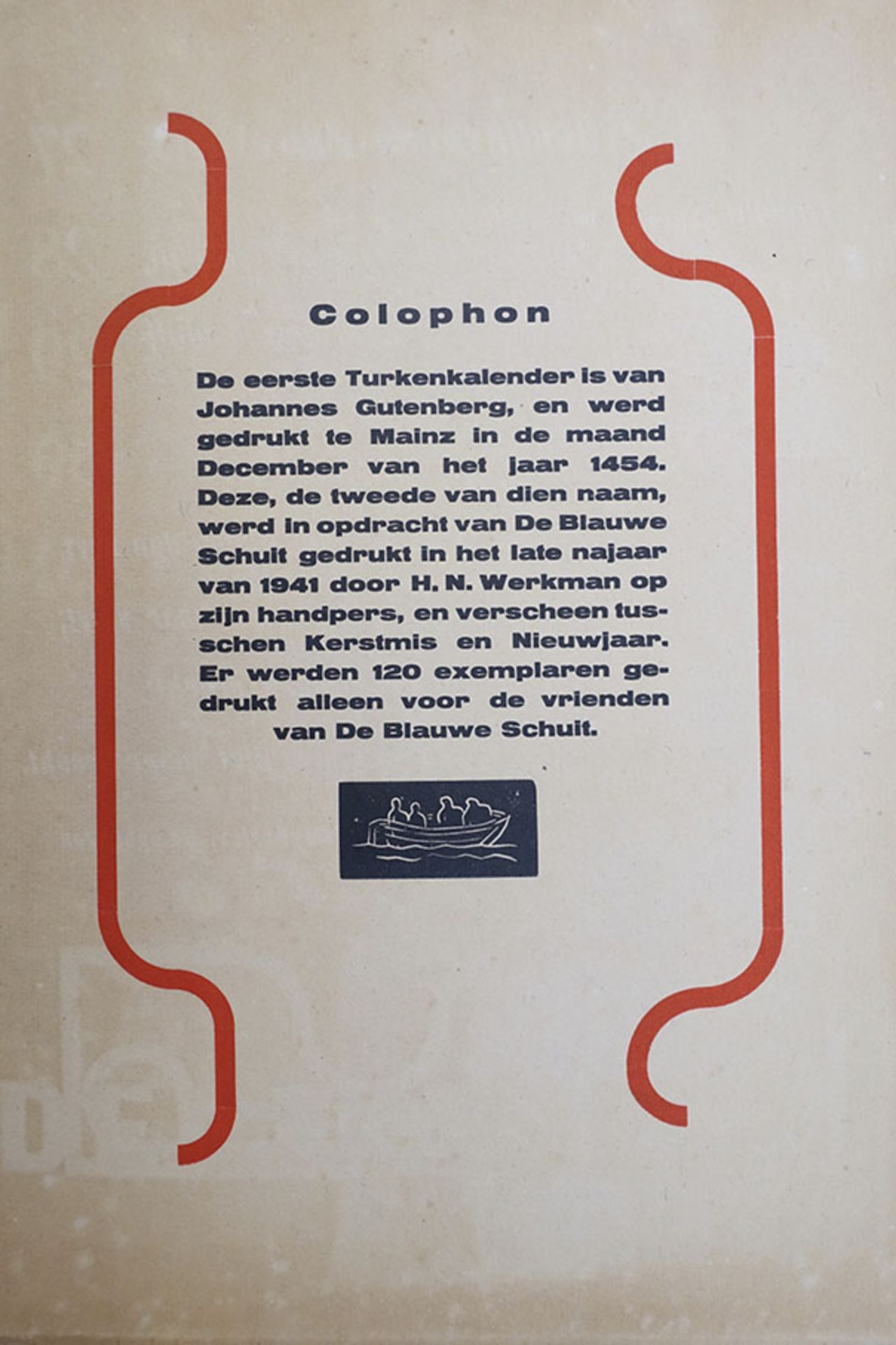 WERKMAN -- TURKENKALENDER 1942. (Samengest. d. A. Buning. N.pl. (Heerenveen), De Blauwe Schuit, - Image 7 of 7