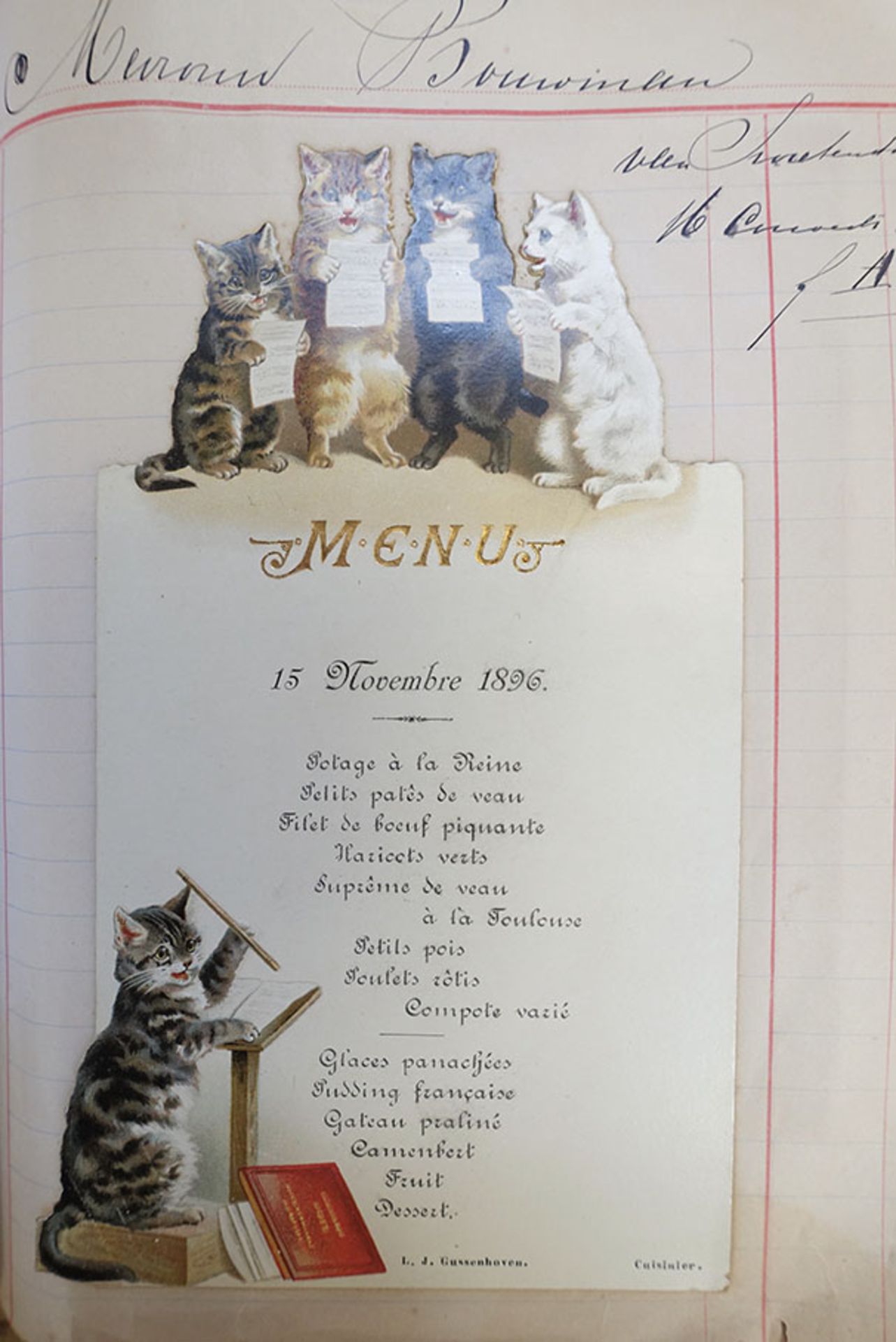MENU CARDS -- COLLECTION OF ± 125 MENU CARDS from the period 1884-1901 'composed' by Lambertus - Image 3 of 4