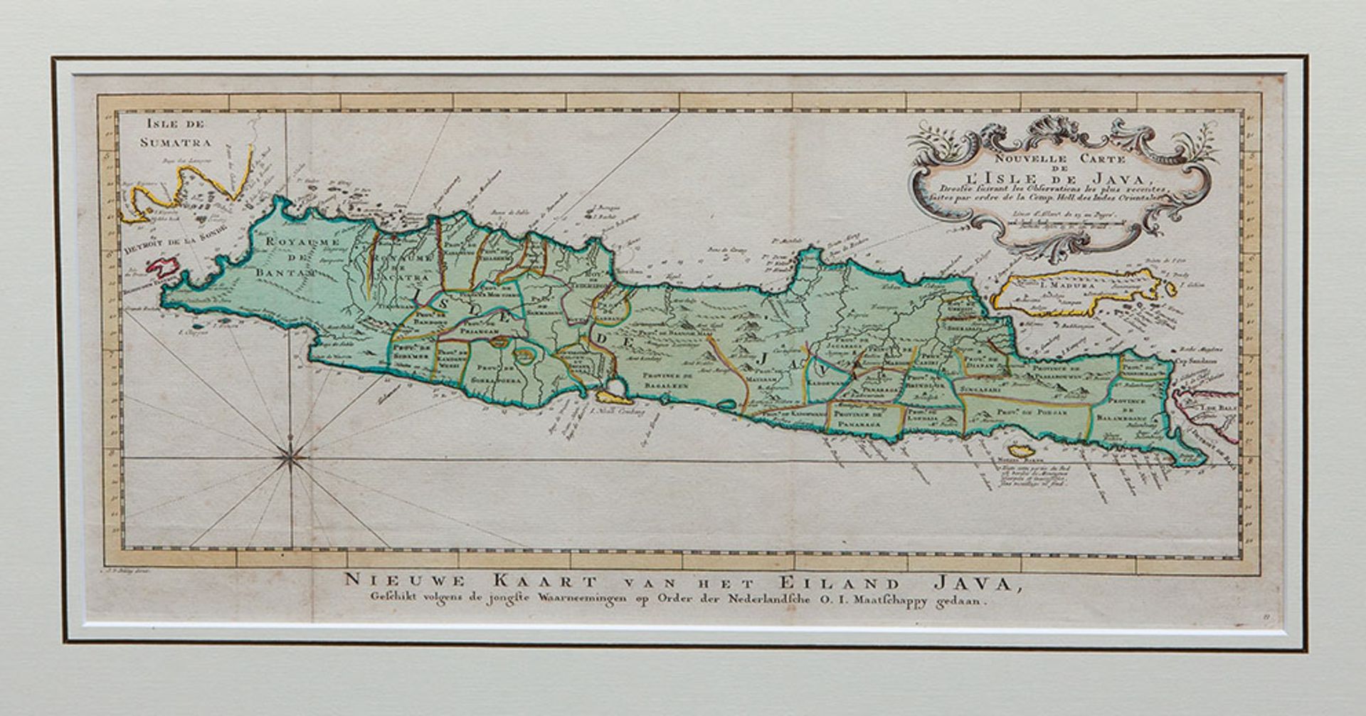 INDONESIA -- "NOUVELLE CARTE de l'Isle de Java". N.d. (The Hague, (etc.), P. de Hondt, c. 1750).