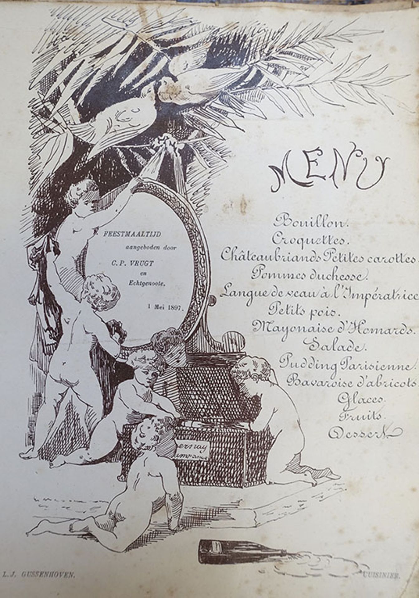 MENU CARDS -- COLLECTION OF ± 125 MENU CARDS from the period 1884-1901 'composed' by Lambertus - Image 4 of 4