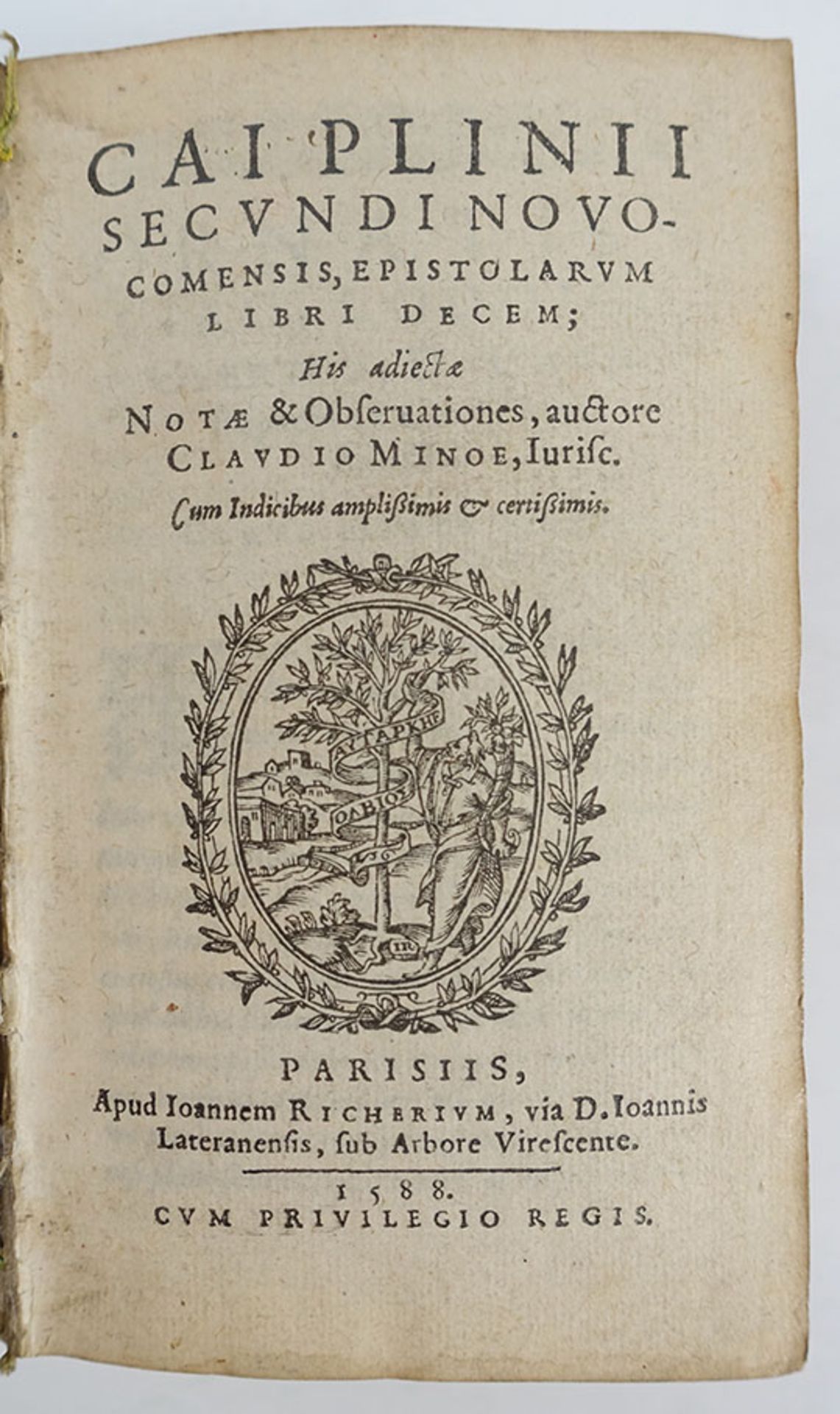PLINIUS MINOR. Epistolarum ll. X; His adiectæ notæ & observationes, auctore Cl. Minoe. Par., J.