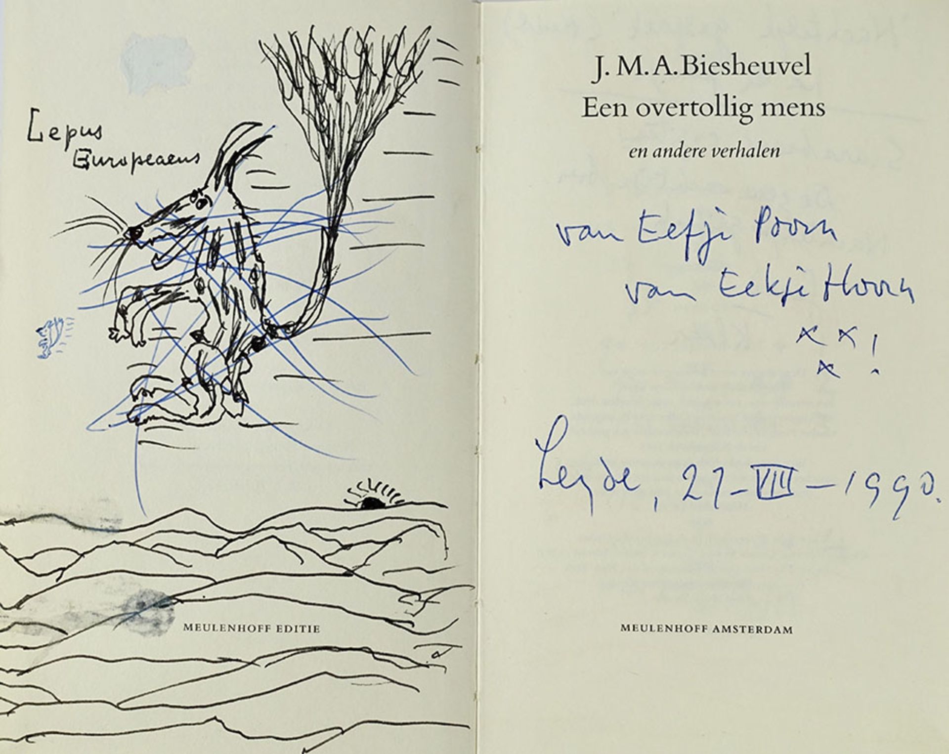 BIESHEUVEL, J.M.A. Eva's keus. Verhalen. (2003). Obrds. (Bind. a bit soiled). -- Id. Zeeverhalen. (