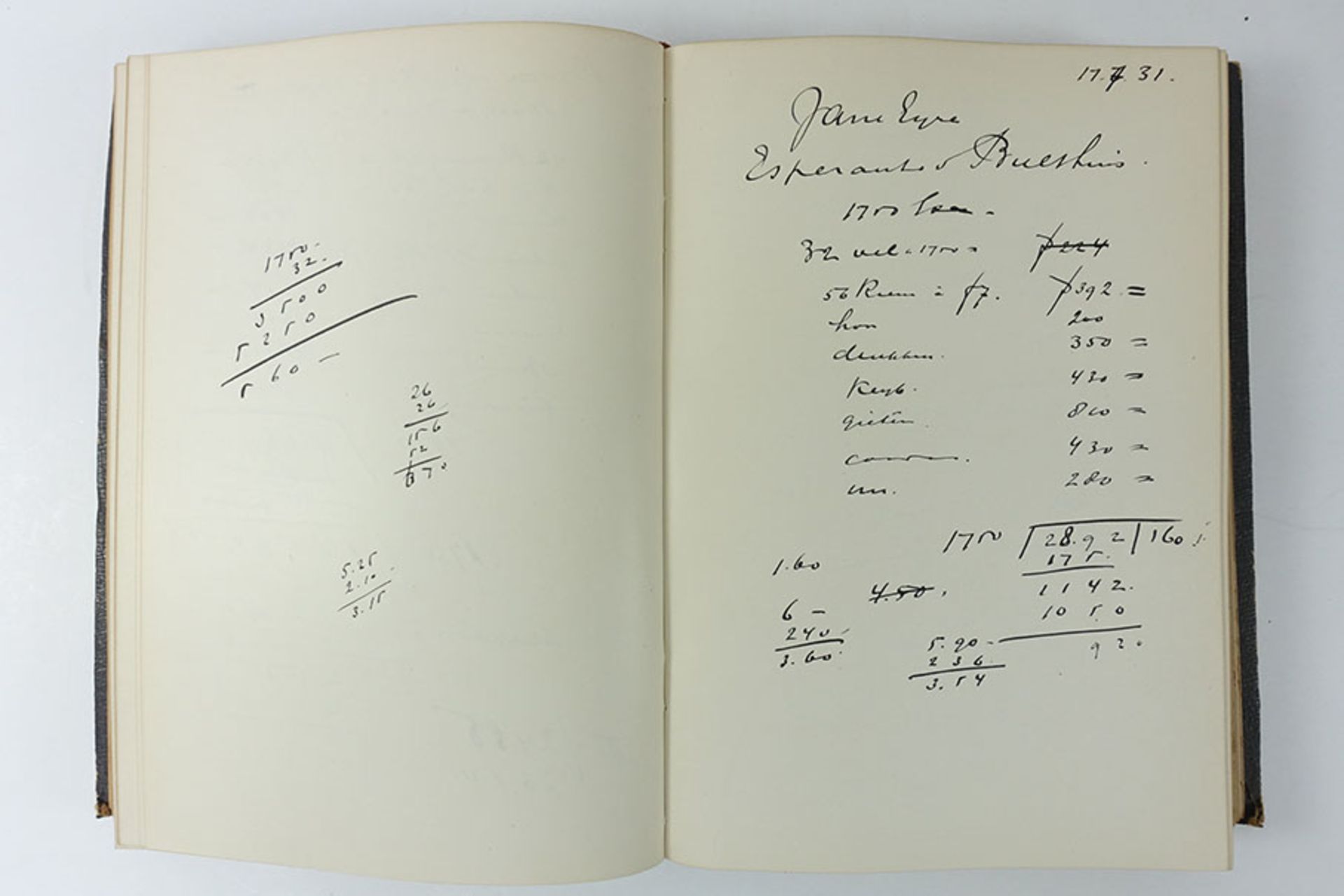 THIEME -- BINDER containing 'calculations' for book publications in the years 1926 up to 1934 by