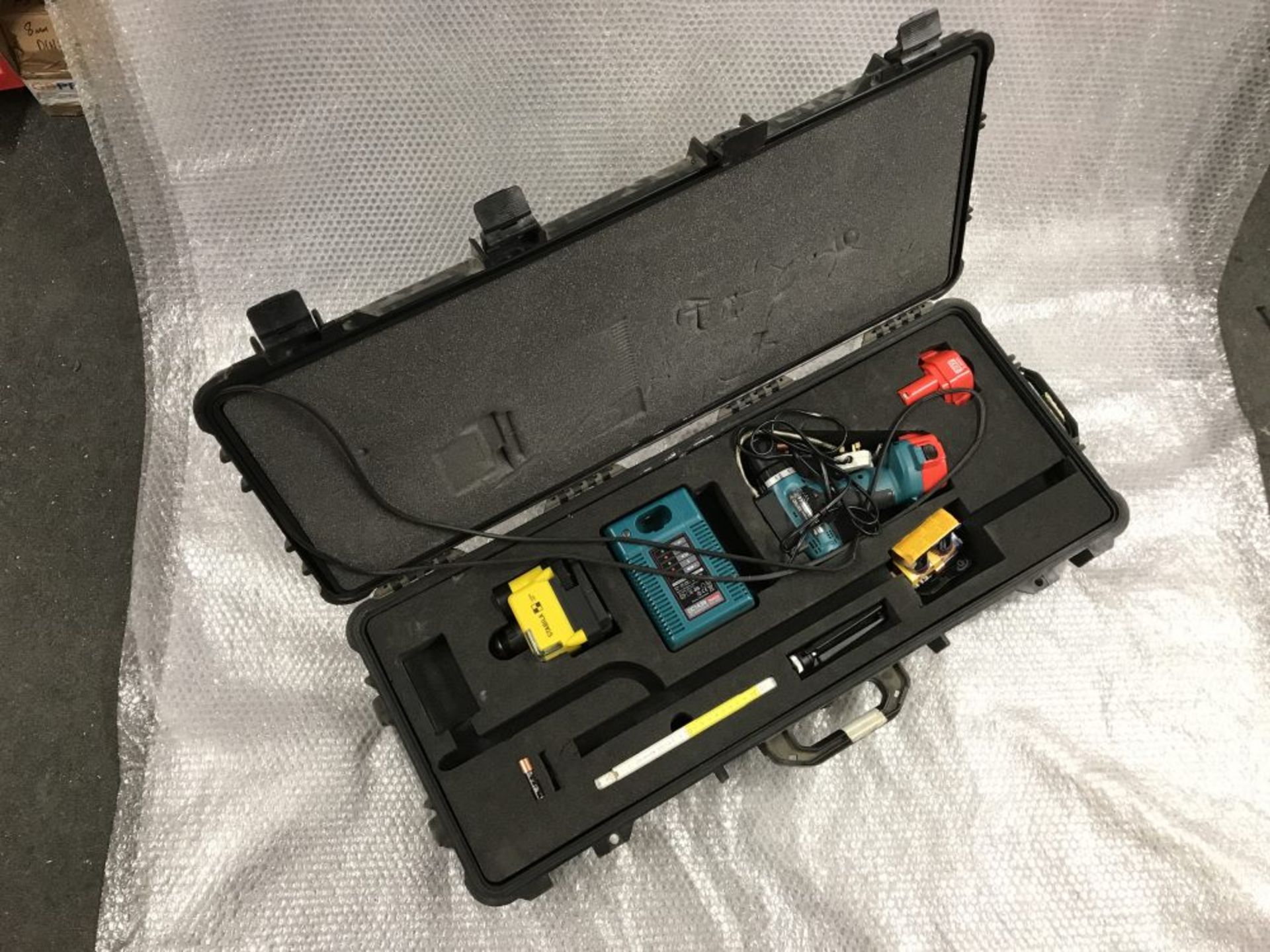 Stabila laser LHR level with modified Makita cordless drill