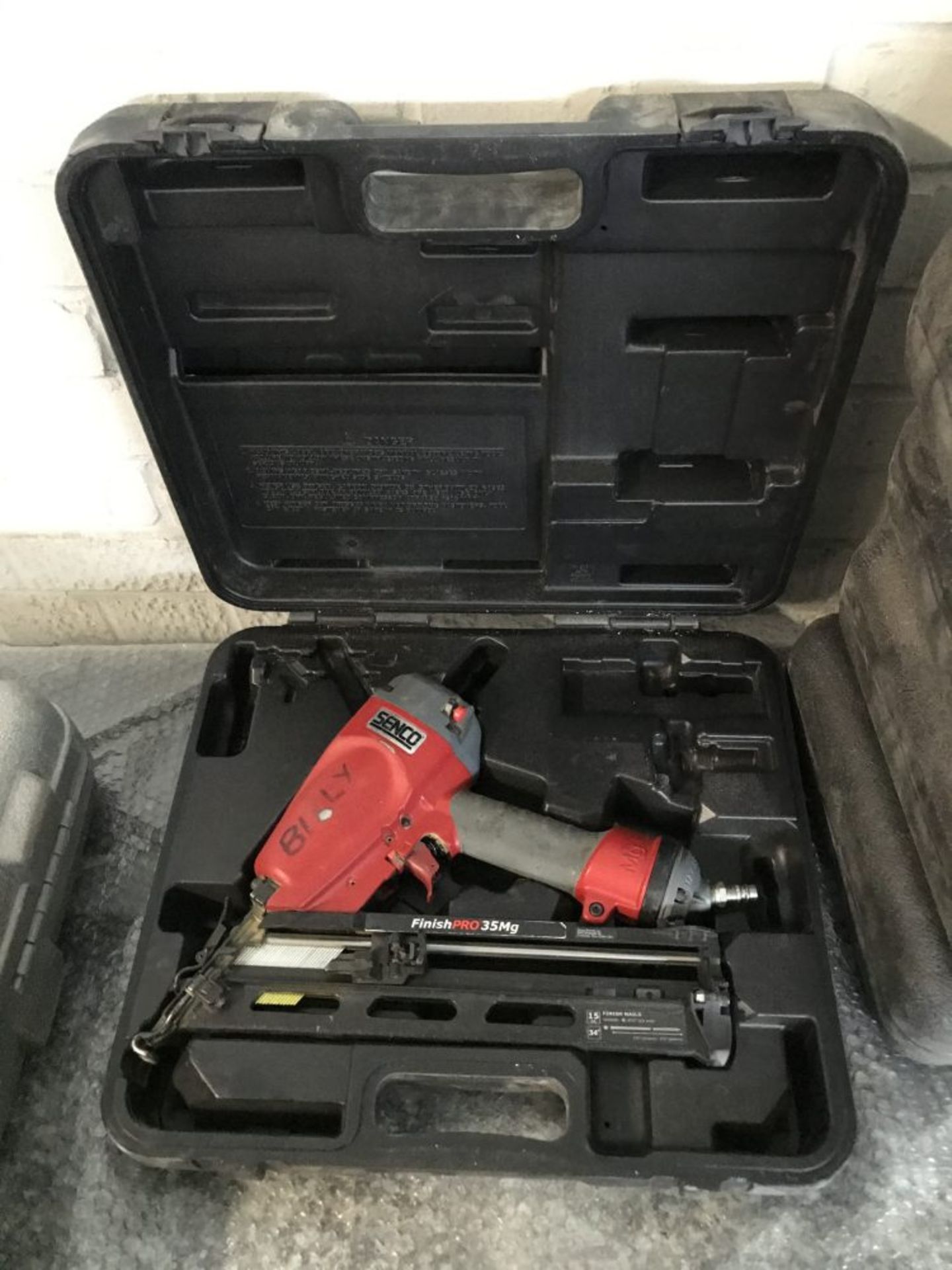 Senco Airfree 25 cordless brad nailer with charger, two batteries and case