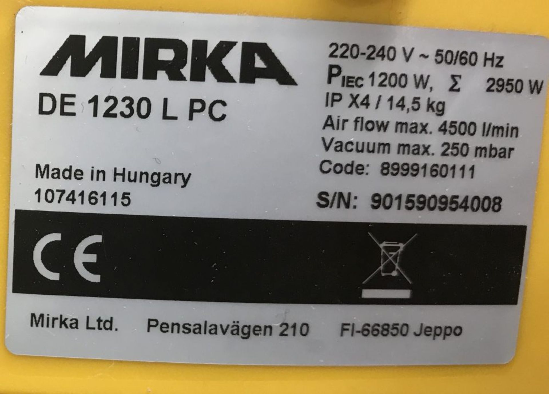 Mirka DE 1230 L PC extractor - Image 4 of 4