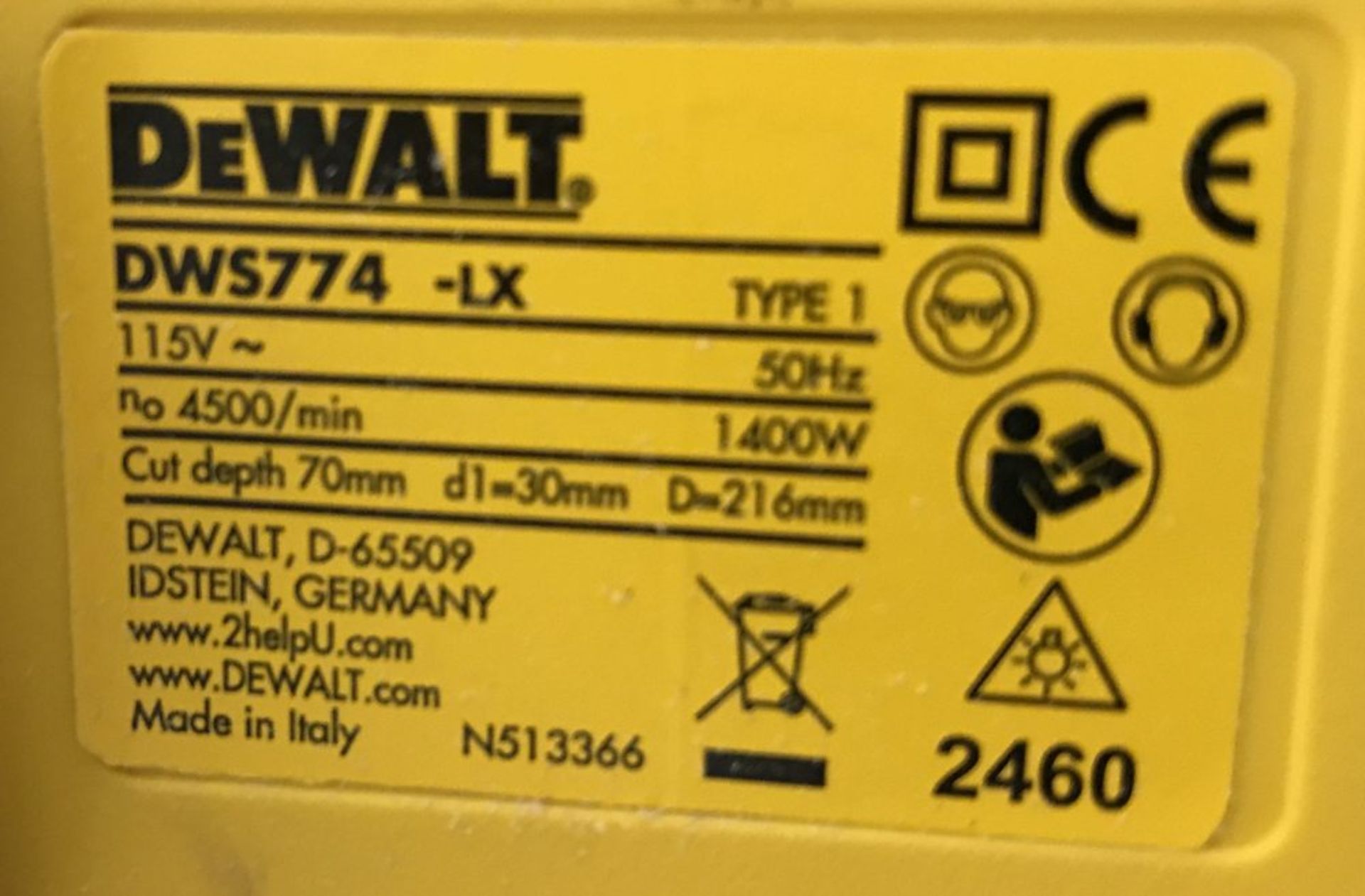 DeWalt DWS774-LX sliding compound mitre saw, 110V - Image 7 of 7