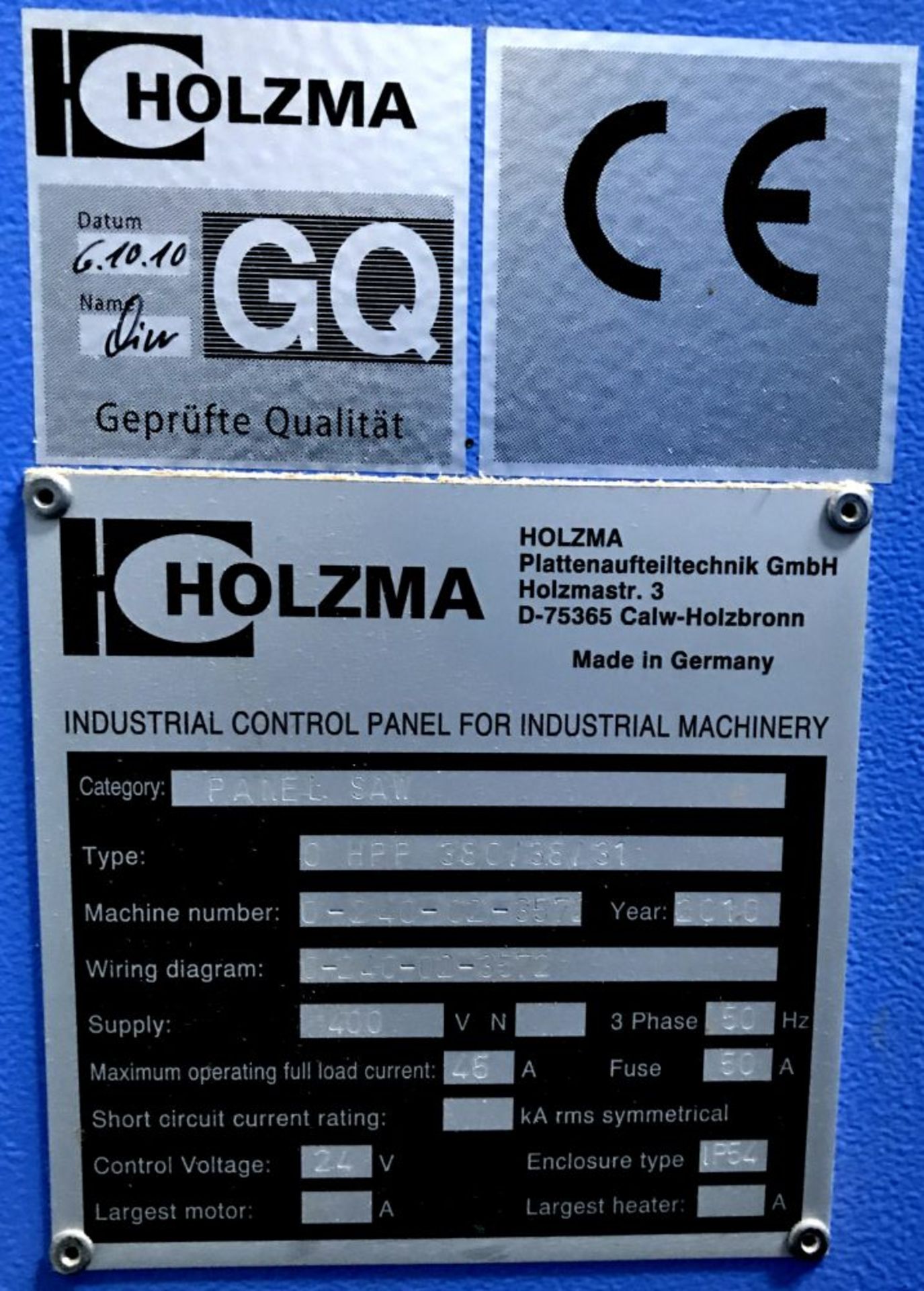 2010 Holzma HPP 380 38/31 panel saw - Image 9 of 9