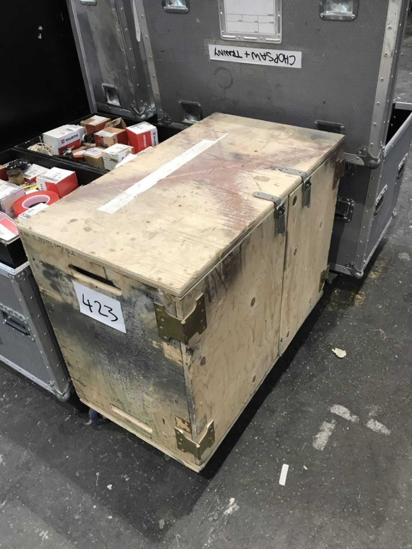 7 site storage flight cases on casters and 2 ply cabinets on casters with contents if any - Image 10 of 10