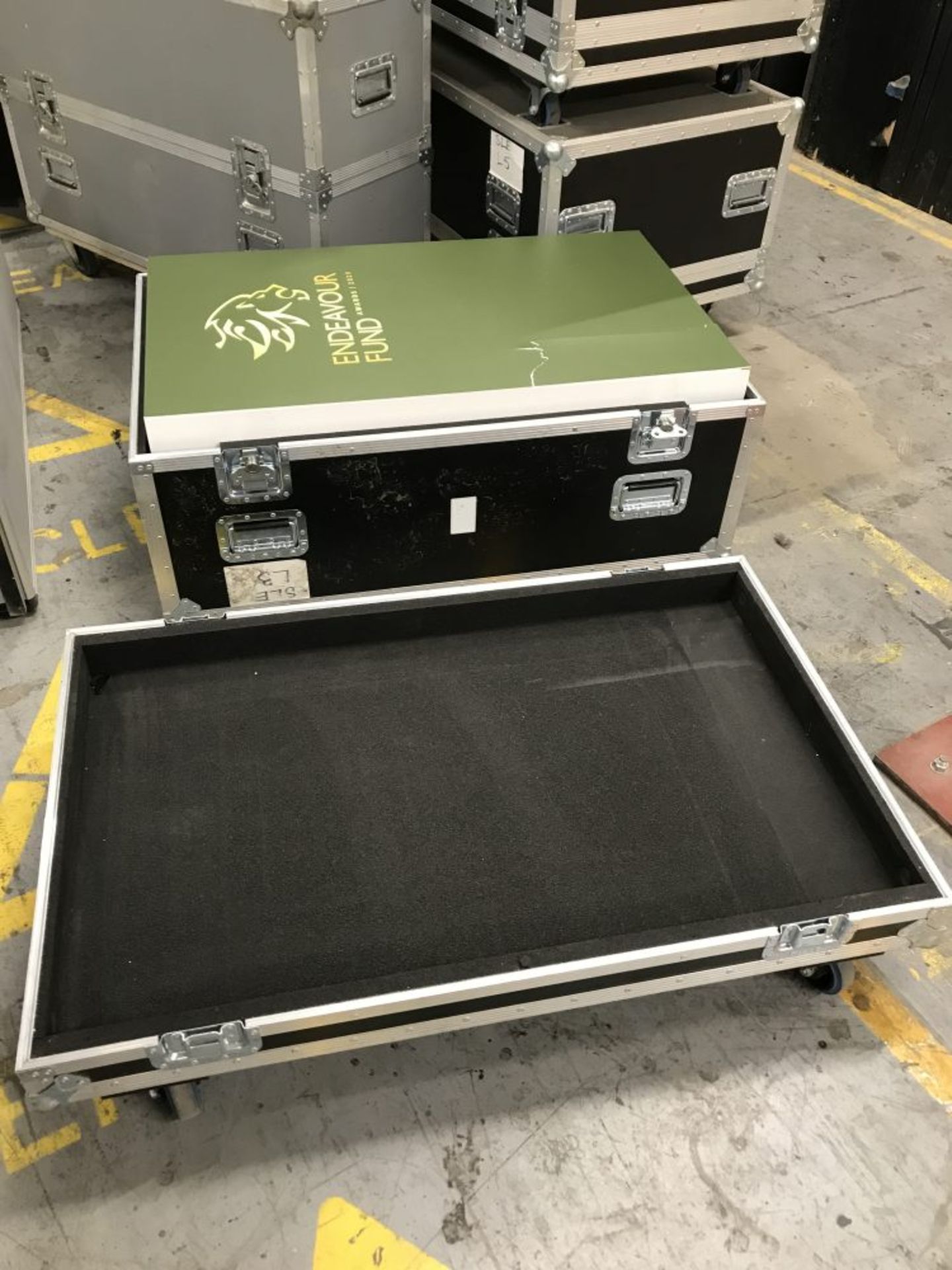 4 lecterns, 3 in flight cases on casters, one antique style in a ply box on casters - Image 2 of 4