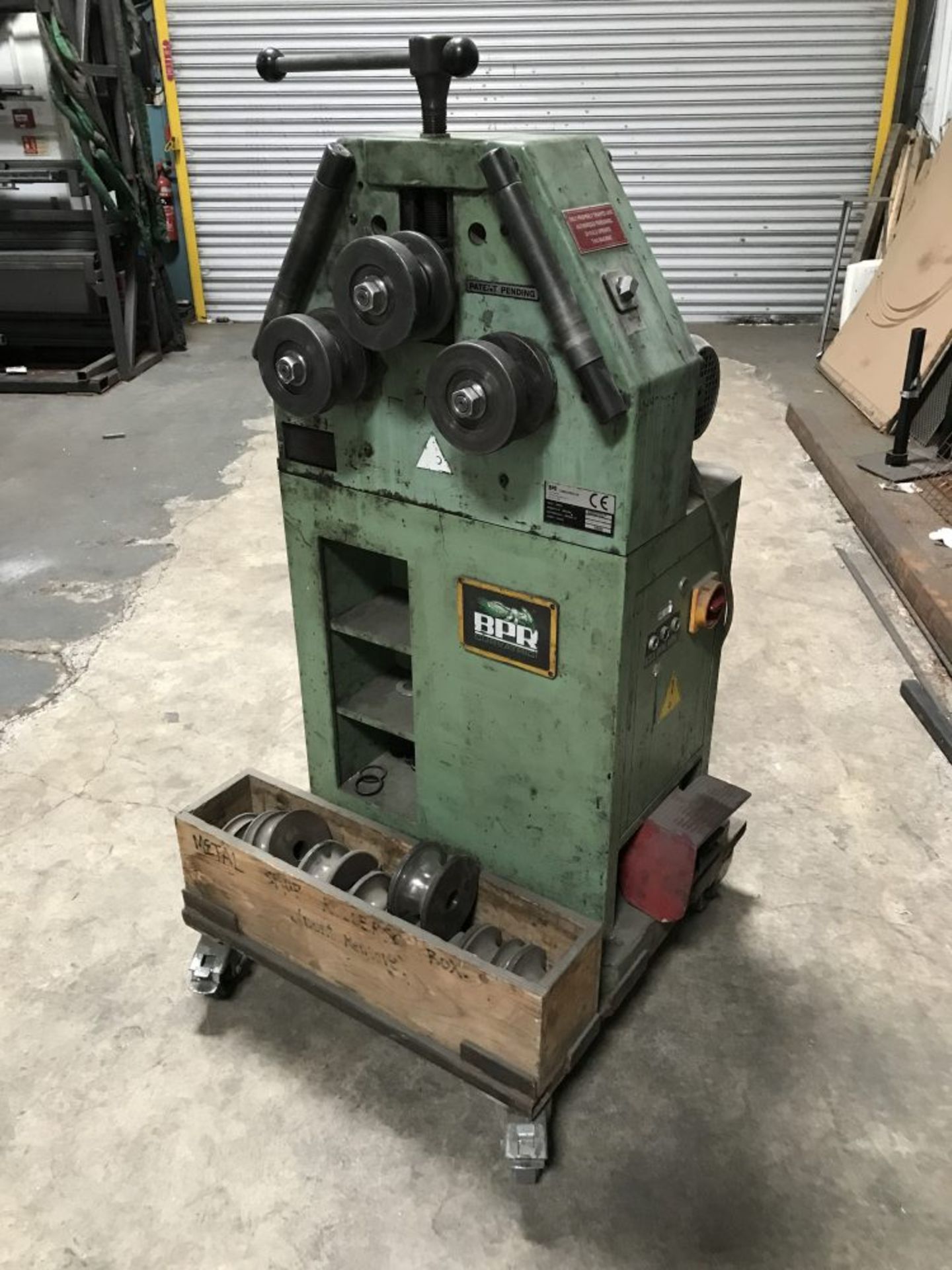1999 BPR CP30P2V section bending rolls, serial no. 99F0018 mounted on a dolly