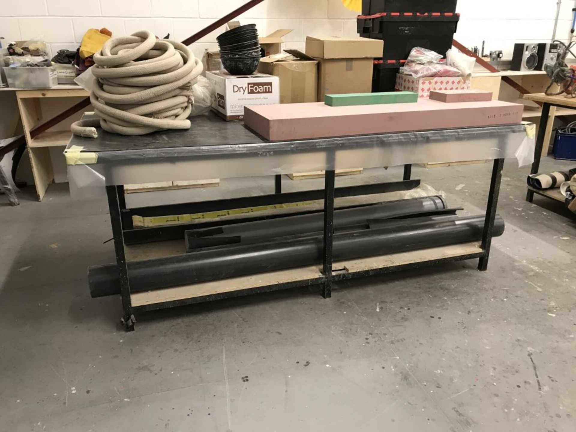 Steel framed bench with rubber surface