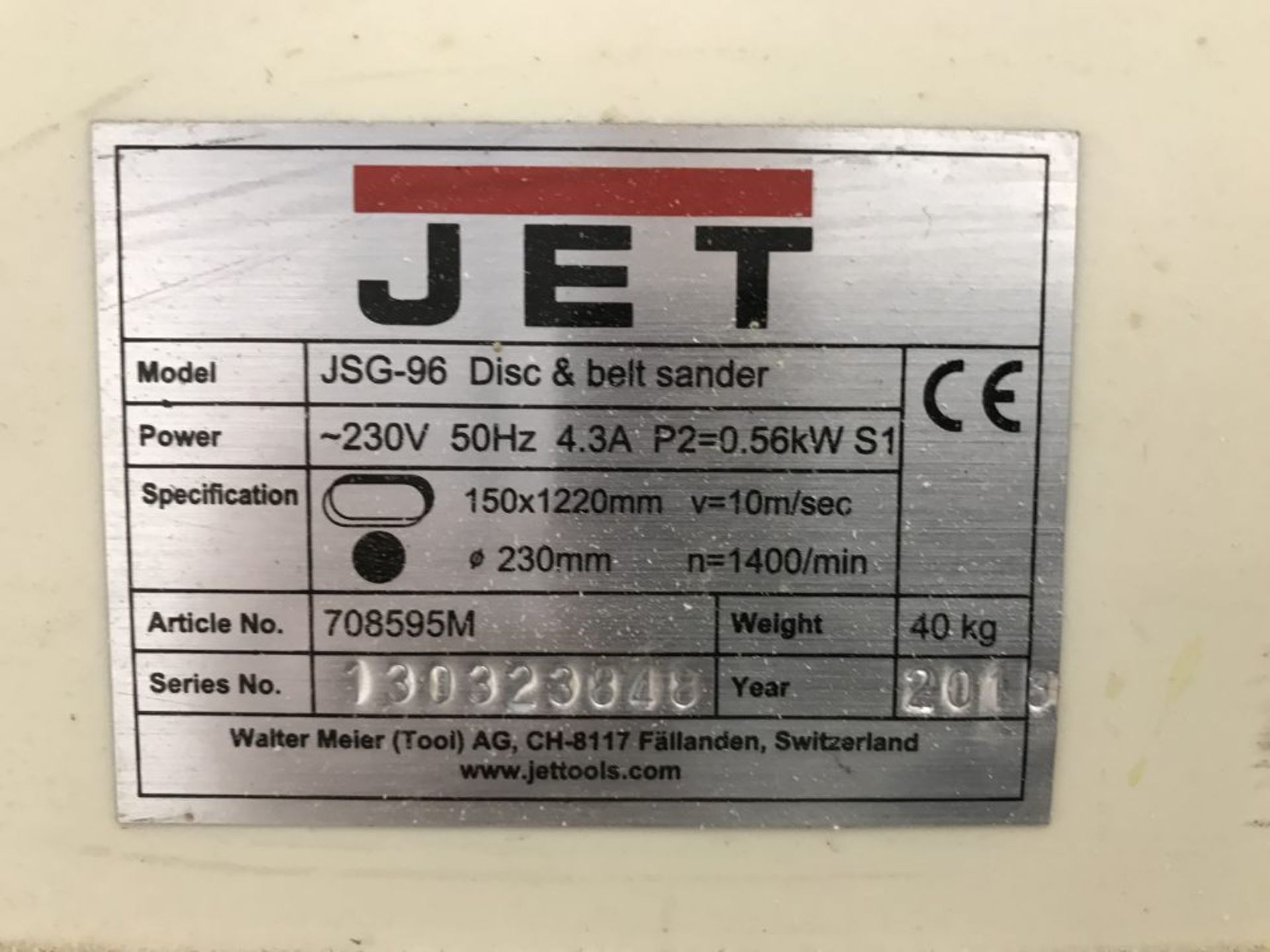 2013 Jet JSG-96 belt and disc sander - Image 4 of 5