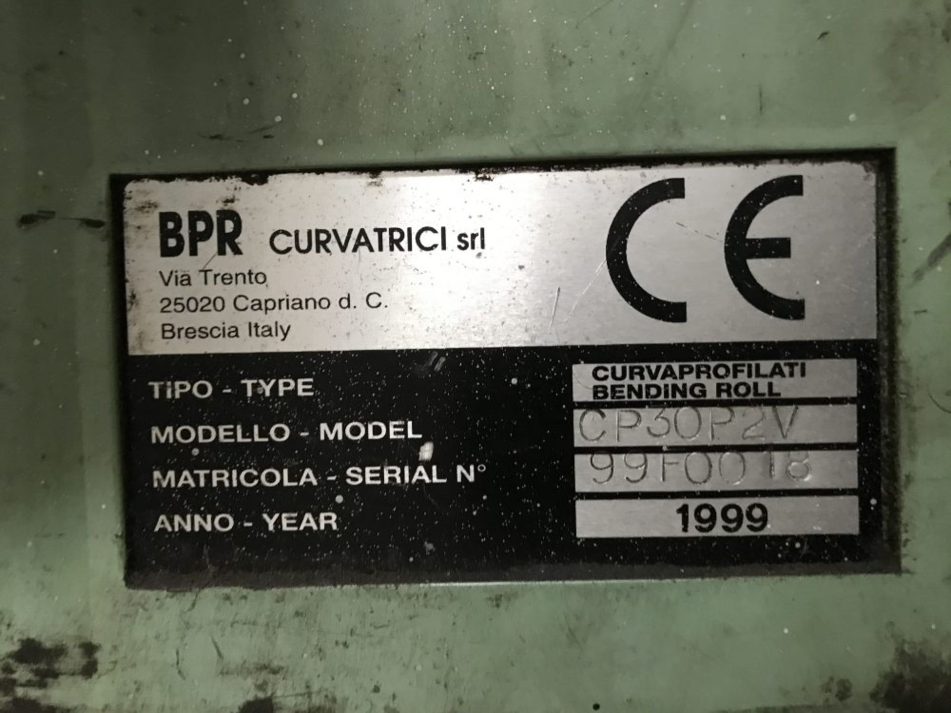 1999 BPR CP30P2V section bending rolls, serial no. 99F0018 mounted on a dolly - Bild 3 aus 8