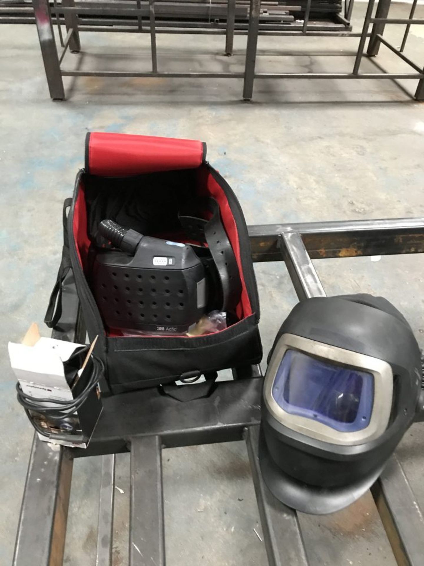 3M Speedglas 9100 air respirator welding helmet with Adflow battery pack, charger and bag