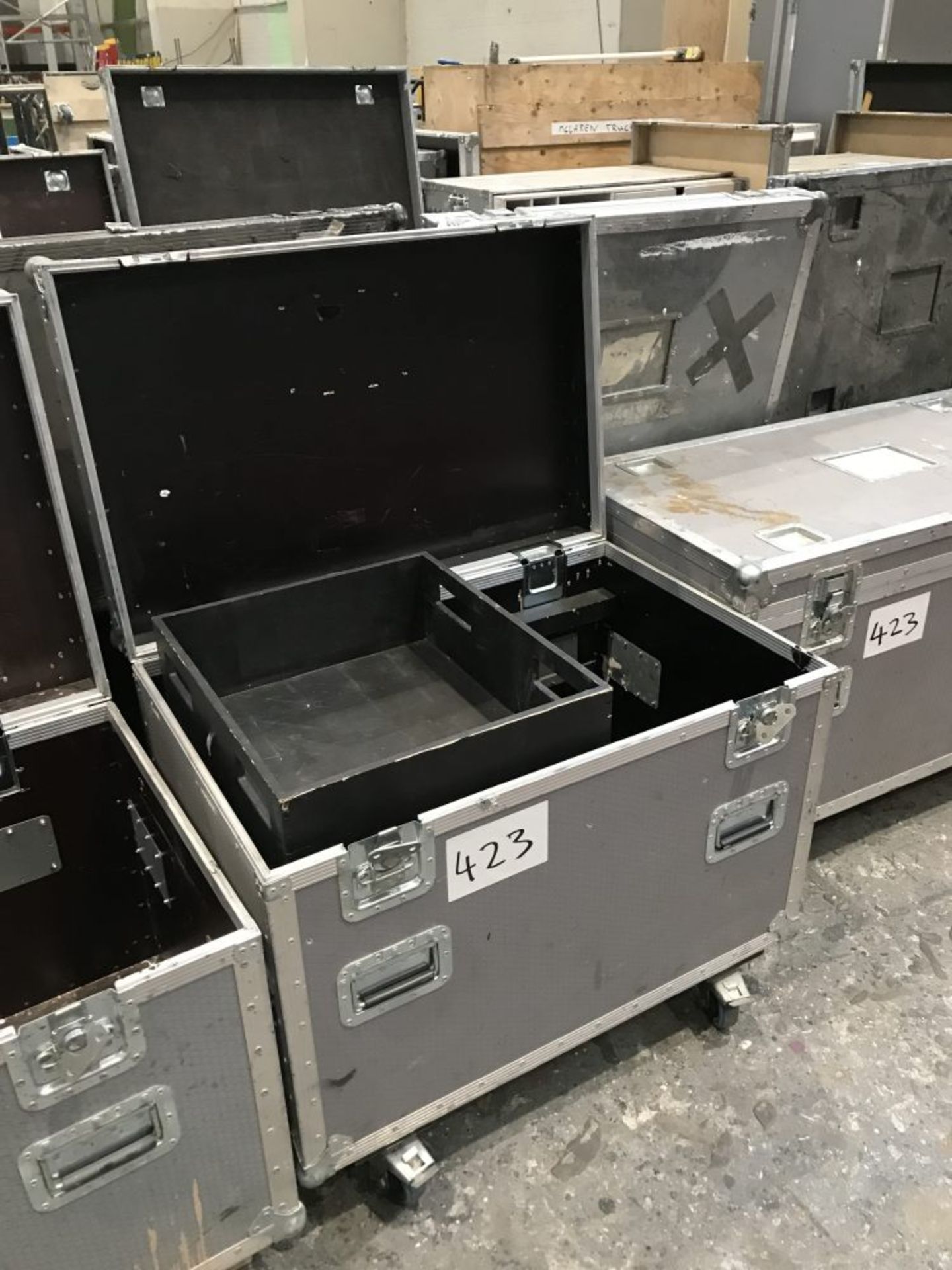 7 site storage flight cases on casters and 2 ply cabinets on casters with contents if any - Image 5 of 10