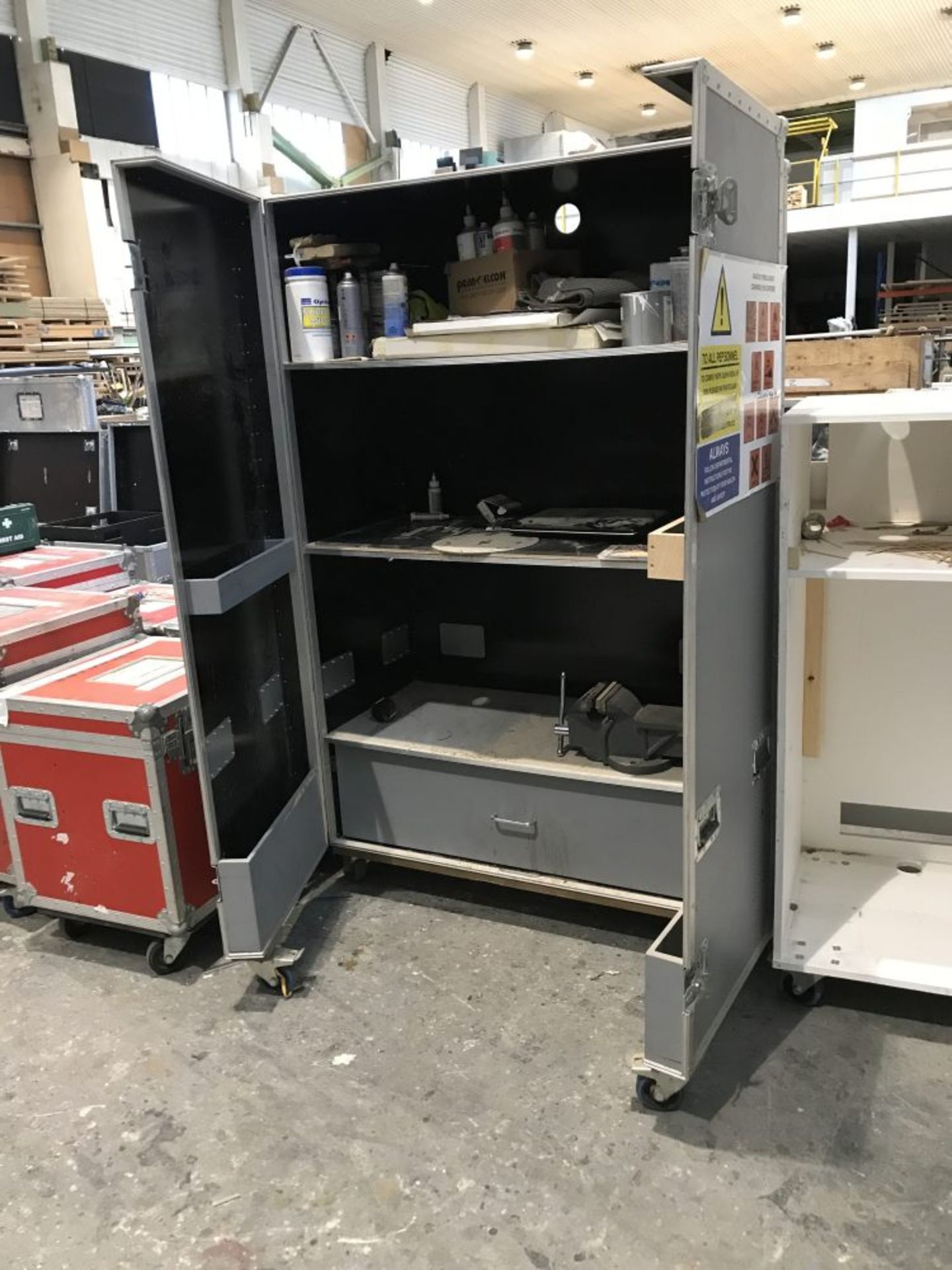 2 site storage cabinets on casters