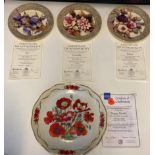 3 small Royal Worcester, 1 big plate with a flower pattern from The Royal Legion all with a