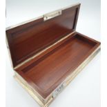 1960 Ralph Lauren silver cigarette case mahogany lined, 24.5 x 10cm and weight 689g