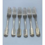 Selection of 6 antique silver forks, total weight 465g